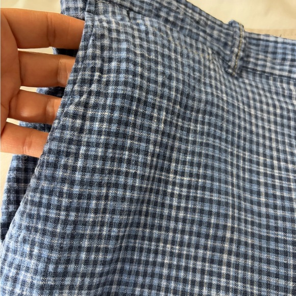 Tommy Bahama Men Gingham Check Blue Flat Front Casual Shorts. Linen/Silk Blend. - Picture 6 of 11